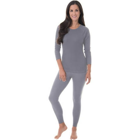 Women's Waffle Thermal Crew Top and Pant - 2 Piece Set