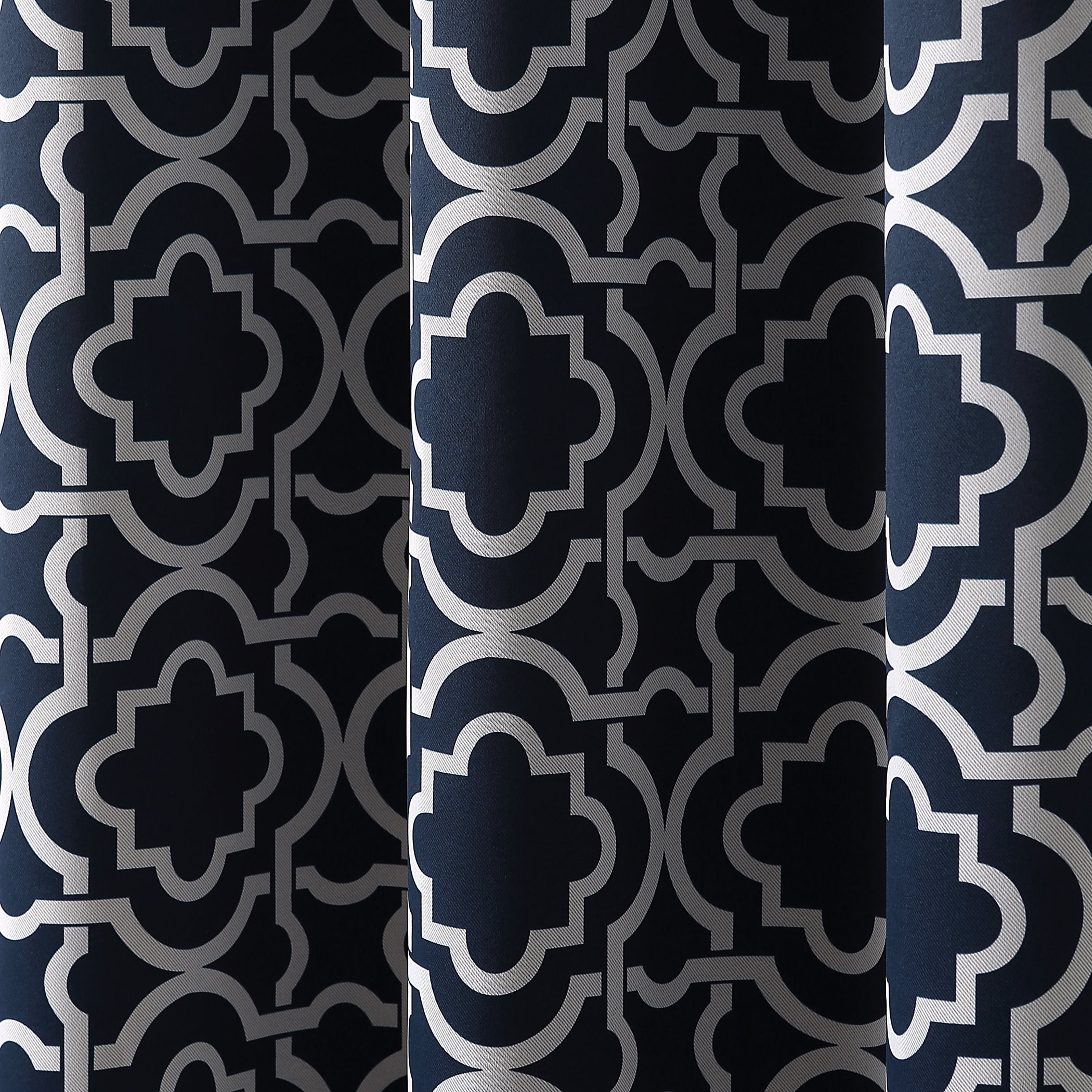 Sun Zero Barnett Trellis Blackout Grommet Curtain Panel, 40"X84", Navy