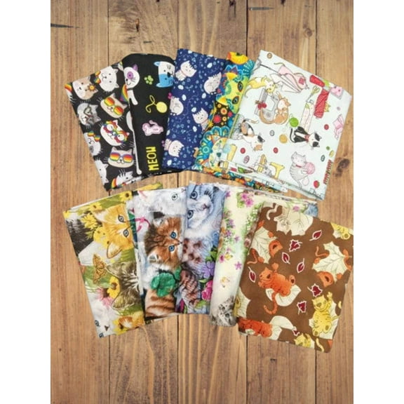 Assorted Cats and Kittens Fabric - 1 lb Scrap Bundle