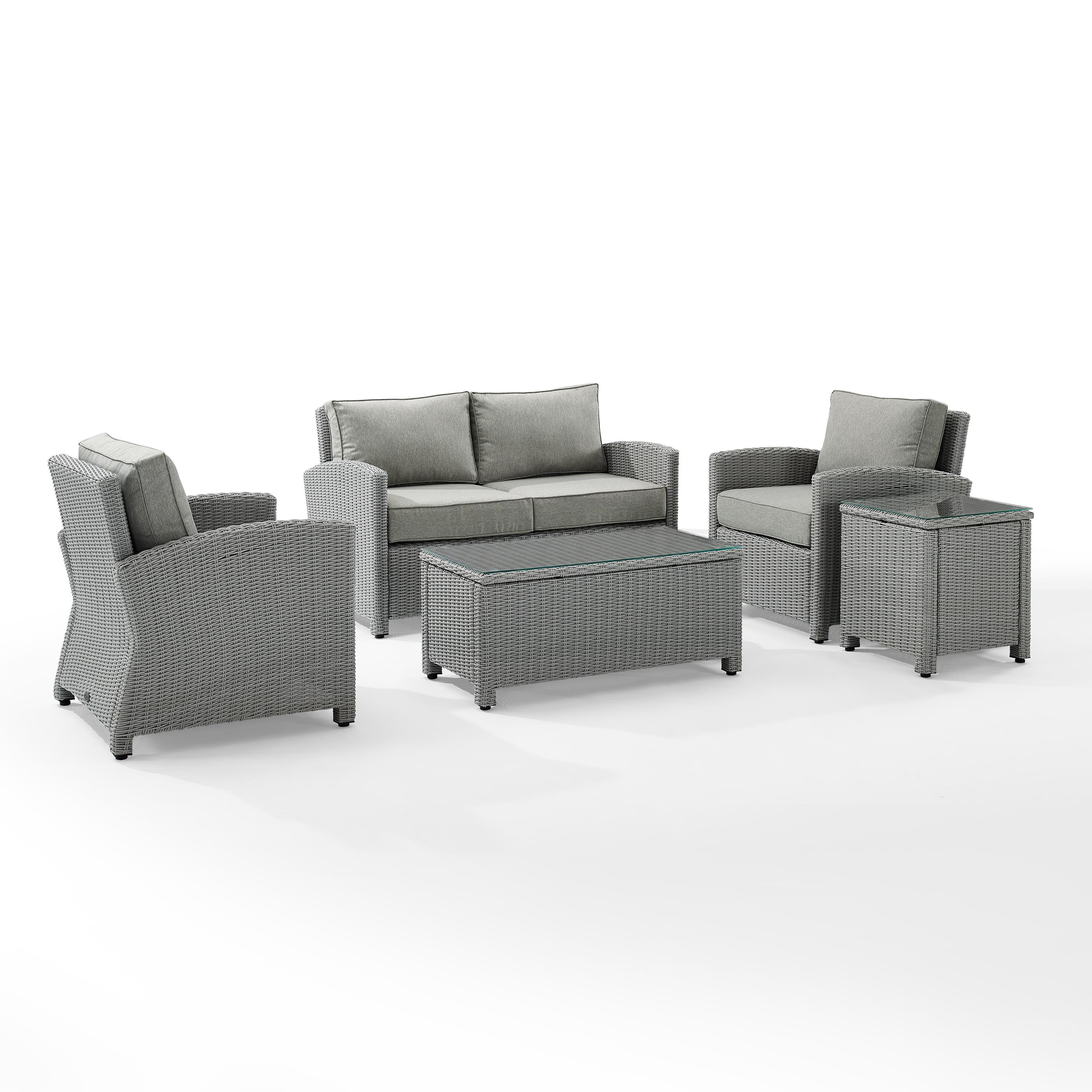Crosley Bradenton 5 Piece Wicker Patio Sofa Set in Gray - image 2 of 7