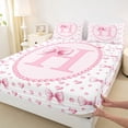 thumbnail image 4 of Manfei Sweet Heart Bow Full Size Sheets For Kids,Letter H Monogram Letter Bed Sheets For Girly,4-Piece, 4 of 6