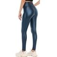 thumbnail image 3 of Women's Faux Leather Thermal Leggings Fleece Lined Warm Yoga Pants with Pockets, 3 of 8