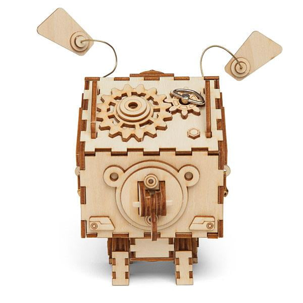 Robotime 3D Laser Cut Wooden Puzzle Music Box Kit Robot Dog Seymour Diy Puzzle Toy With A Cute Song
