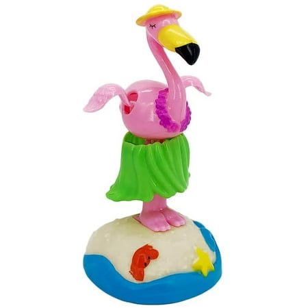 Solar Powered Dancing Hula-Hula Flamingo Dolls Swinging Dress Animated