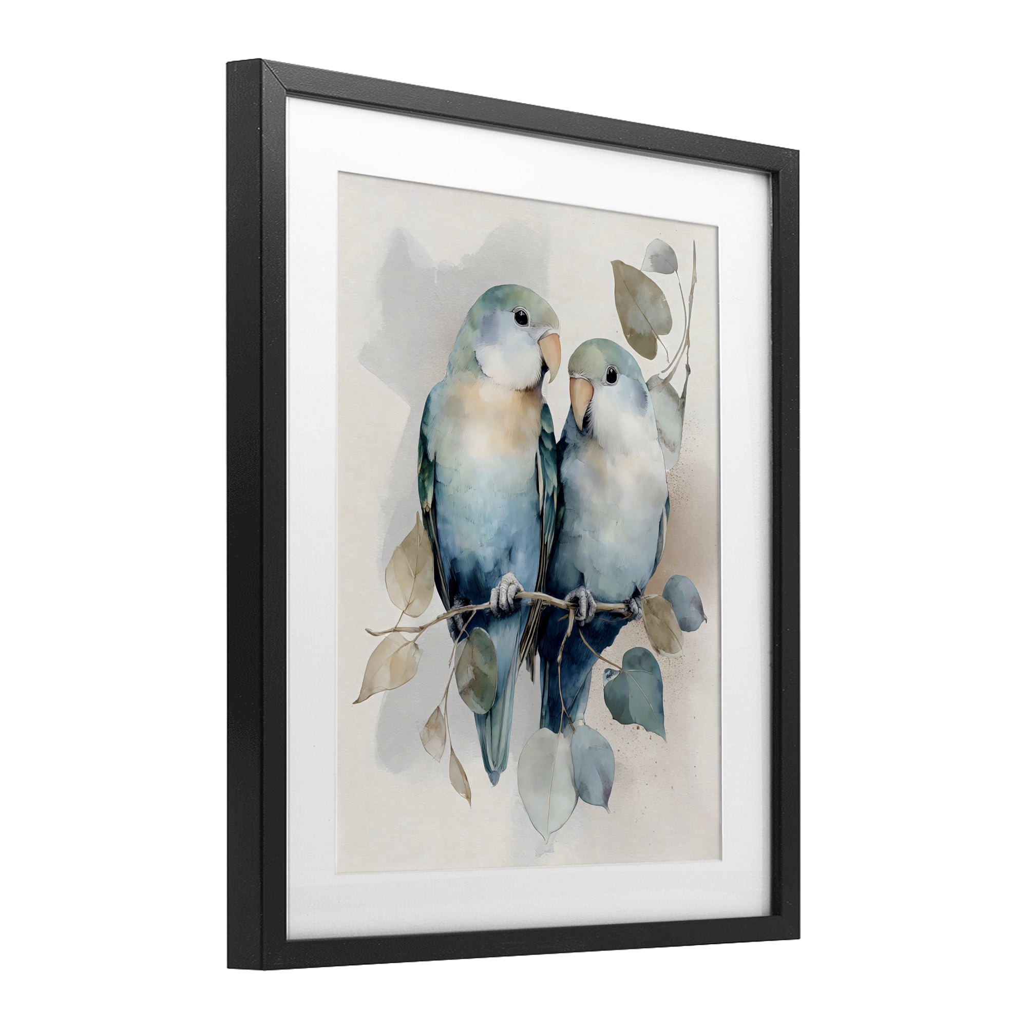 Stupell Industries Blue Bird Lovers Black Framed Print Under Glass, design by Franklyn Gregory
