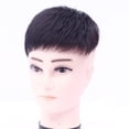 thumbnail image 2 of Peluca para hombre, repuesto de pieza de cabello de piel natural de 0,08 mm, tamaño base para hombre, 8 x 10 pulgadas, sistema V para hombre, negro oscuro, 2 of 5