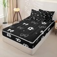 thumbnail image 3 of Homewish Black White Bow Football Zipper Twin Comforter Sets with Fitted Sheet and 2 Pillowcases for Girls, Princess Bow Zipper Bedding Set, Black Reversible, 4-Piece, 3 of 6