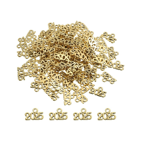 2025 Year Number Charm Graduation Year Charm Anti Gold for Tassel, DIY Jewelry Making, Pack of 100