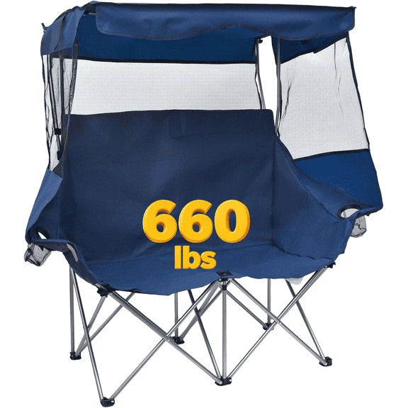 VicTsing Oversized Double Canopy Chair, Padded High Back Camping & Beach Chair, 660 lbs Heavy Duty, 14.7 lbs Lightweigh