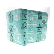 Shagwear Vintage Bird Cages Small Aqua Blue Zipper Wallet