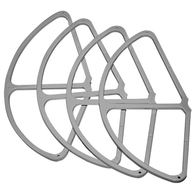 Ultimaxx Quick Snap On/Off Propeller Guards for DJI Phantom 4 Quadcopter in grey, shown as a set of four. These durable guards are designed to protect the propellers from damage during collisions and enhance safety. Compatible with the Phantom 4 Obstacle Sensing system.