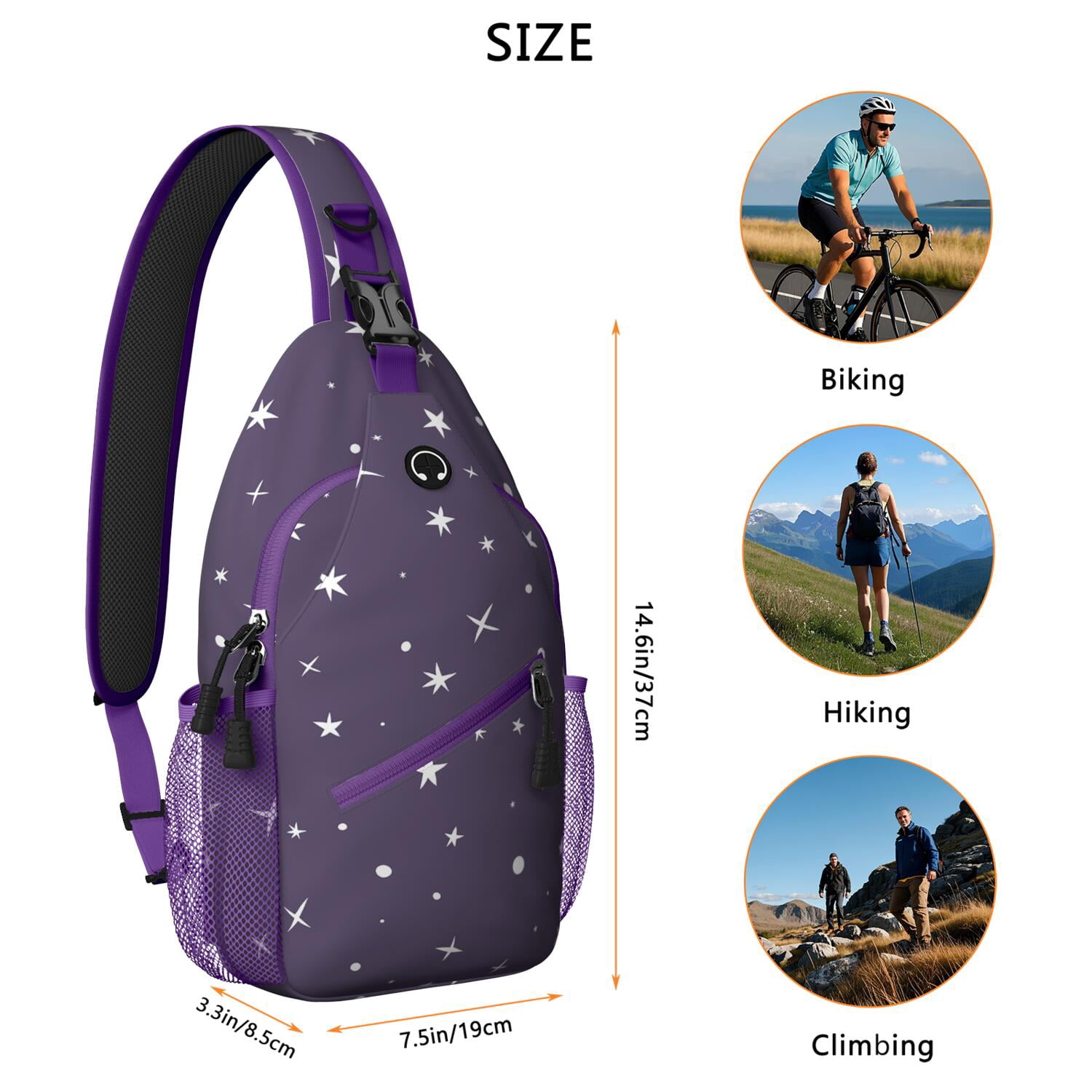 Sci-Fi Lovers Crossbody Bag - Stylish Chest Backpack with Rocket Print - Perfect for Hiking & Biking