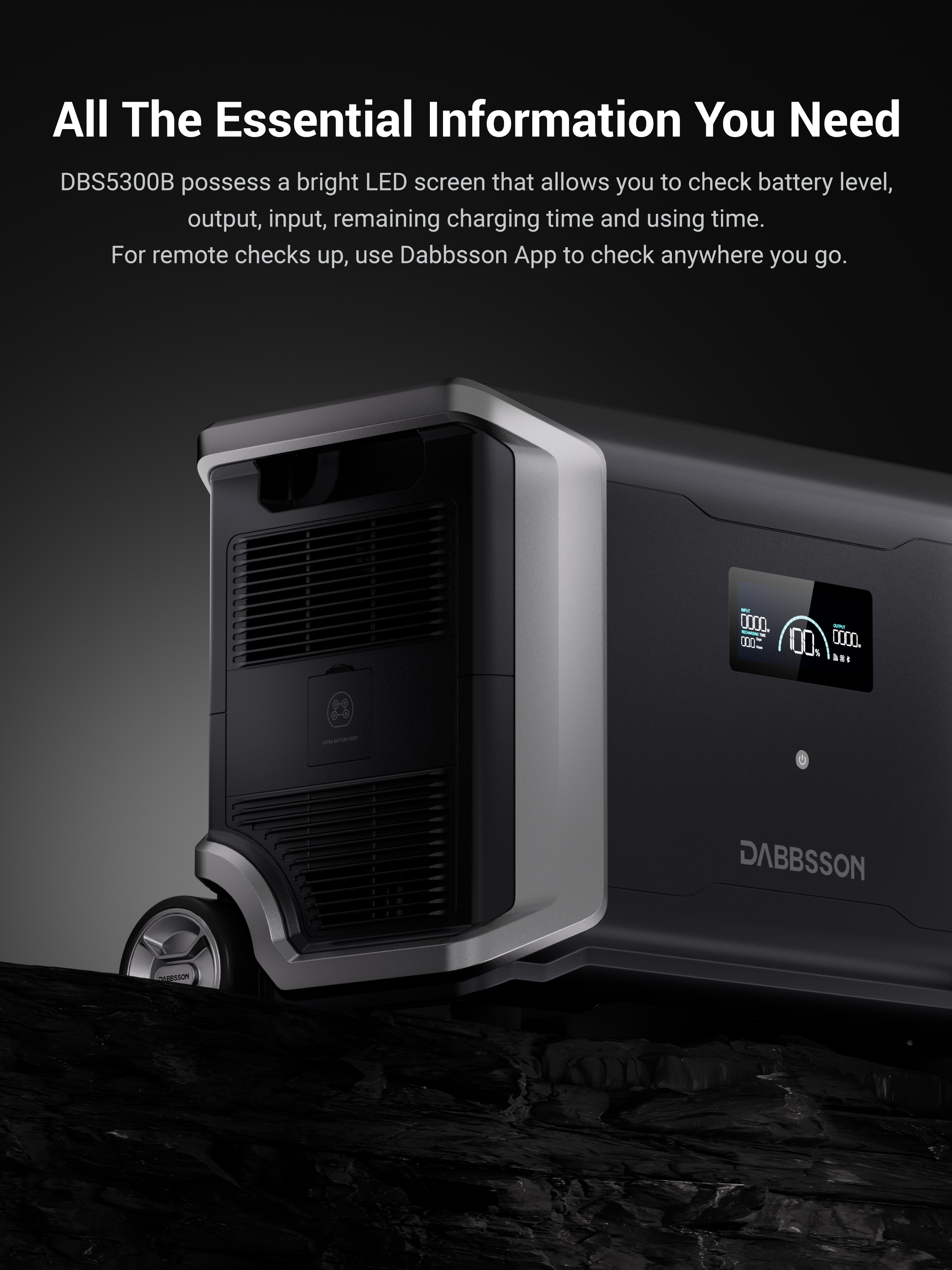 DABBSSON DBS5300B Expansion Battery Pack 5320Wh - Lifepo4 Battery Backup for Home Generator DBS3500 Power Station