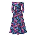 thumbnail image 4 of Sunloudy Vestido de manga larga casual para mujer, estampado a la moda, cuello de barco, vestido largo con cinturón Sunloudy  moda, 4 of 8