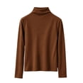 thumbnail image 2 of Czstvyn Women's Sweater Long Sleeve Warm Solid Mock Neck Regular Pullover Brushed Knit Stockinette Insulated, 2 of 5