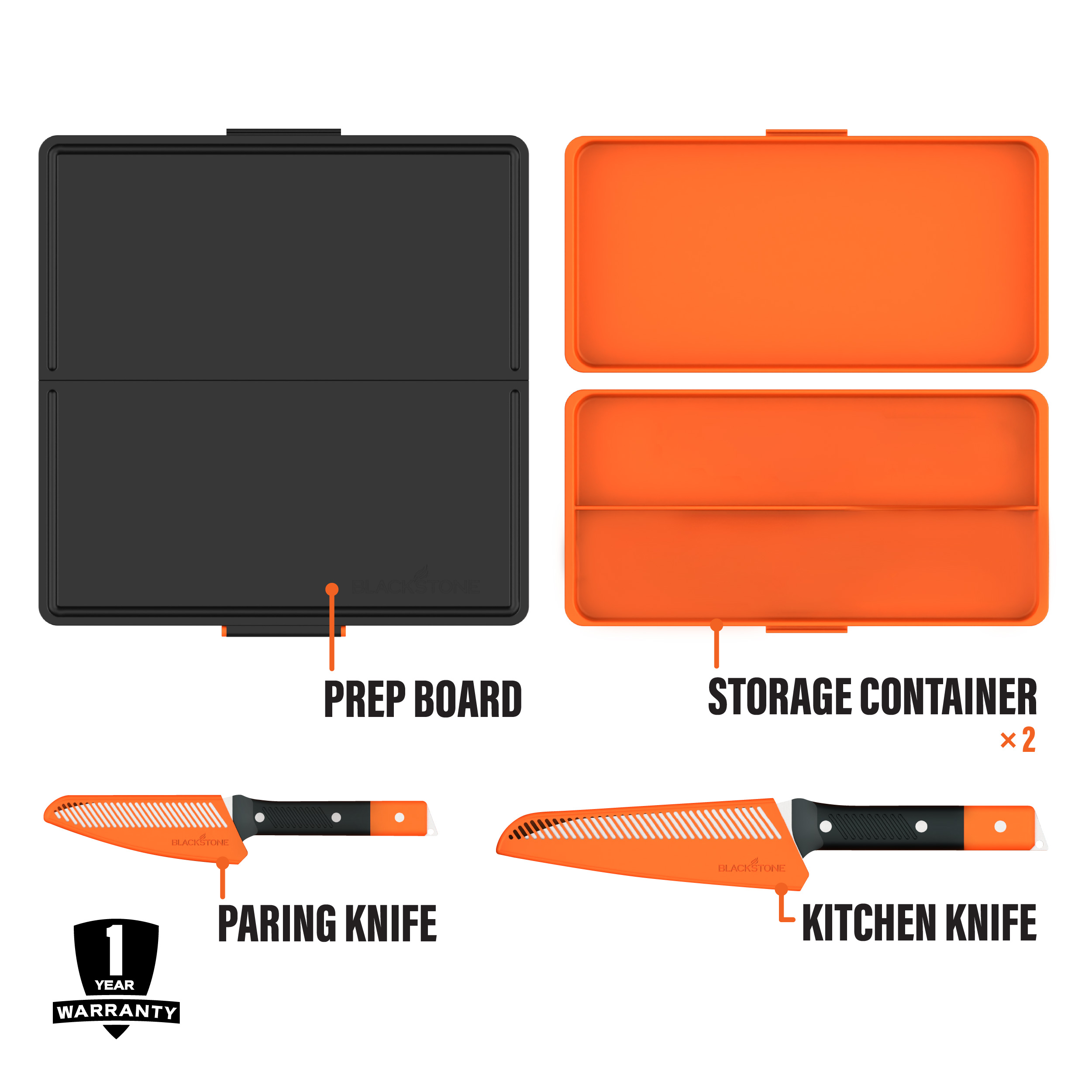 Blackstone Adventure Ready Camp Knives and Prep Board Kit, 5-Piece