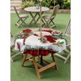 thumbnail image 3 of Outdoor Tablecloth with Umbrella Hole and Zipper, Red Plaid Snowman Christmas Round Table Cloth 60 Inch Waterproof Tablecloth, Xmas Tree Snowflake Winter Wooden Picnic Table Cover for Patio Camping, 3 of 7