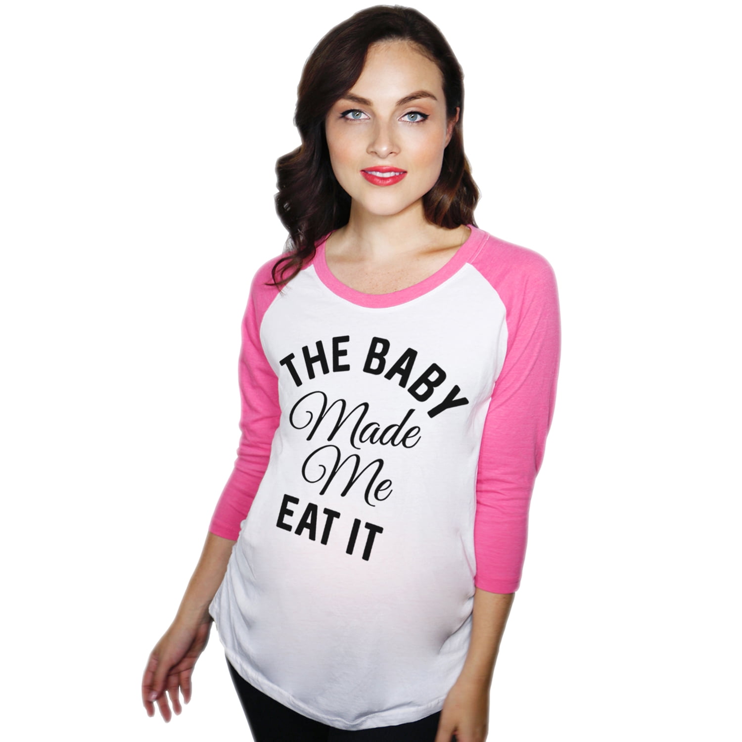 Crazy Dog T-Shirts Maternity Raglan The Baby Made Me Eat It Funny Pregnancy Baseball Tee
