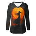 thumbnail image 3 of Halloween Blouses for Women Plus Size Loose Shirts Fall Long Sleeve V-Neck Pullover Full Printed Tops Funny Halloween Costumes, 3 of 5