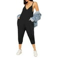 thumbnail image 2 of Women's Loose Sleeveless Jumpsuits Capris Spaghetti Strap Harem Capri Pants Casual Romper Overalls Summer Outfits (L, Black), 2 of 7