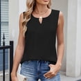 thumbnail image 4 of Plus Size Tank Tops for Women V-Neck Pull Chiffon Stripes Vest Sleeveless Solid Color Loose Tank Top Black XL, 4 of 6