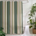 thumbnail image 2 of Xipuska Green Brown Striped Shower Curtain - Water Repellent Fabric Shower Curtains Washable, Modern Stripes Art Farmhouse Decorative Polyester Cloth Bathroom Curtains Modern Bath Decor 36"x72", 2 of 6