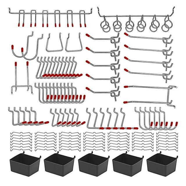 114Pcs Metal Pegboard Hooks Organizer Assortment Kit Peg Locks Hanging Applications