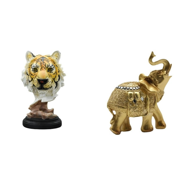 Escultura de mesa,Escultura de cabeza de tigre Estatua moderna de sobremesa,Figura de cabeza de animal para decoración de escritorio de resina.,Figura de escritorio,Estante de estatua de
