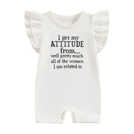 

CocMouse Baby Girls Rompers Letter Print Round Neck Fly Sleeve Infant Bodysuits