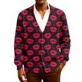 thumbnail image 2 of QHRMKOG Valentine's Day Cardigan Sweaters for Men Romantic Heart Cardigan Graphic Loose Fit Long Sleeve V Neck Button Up Cardigan Sweater Casual Ribbed Knited Sweater Pink L, 2 of 7