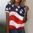 thumbnail image 5 of Cavosen Red White and Blue Shirts for Women Petite 4th of July Short Sleeve Round Neck Shirts USA Star Striped Print Shirts Lady XL Red White and Blue Casual Tops Patriotic Tunic Tees, 5 of 5