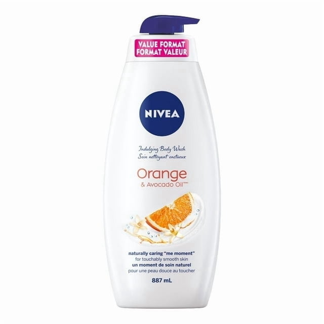 NIVEA Gel Douche Indulgent à l'Orange et à l'Huile d'Avocat pour Femmes avec Extraits de Bambou / Nettoyant pour le Corps / Crème de Douche pour Tous les types de Peau, Testé Dermatologiquement, 887 ml