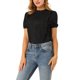 thumbnail image 5 of INSPIRAR CHIC Blusa de Oficina de Encaje de Manga Corta con Cuello Alto y Volantes para Mujeres Negra L, 5 of 7