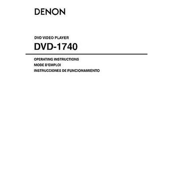 Instruction Manual ONLY for Denon DVD-1740 DVD Player Owners Manual REPRINT