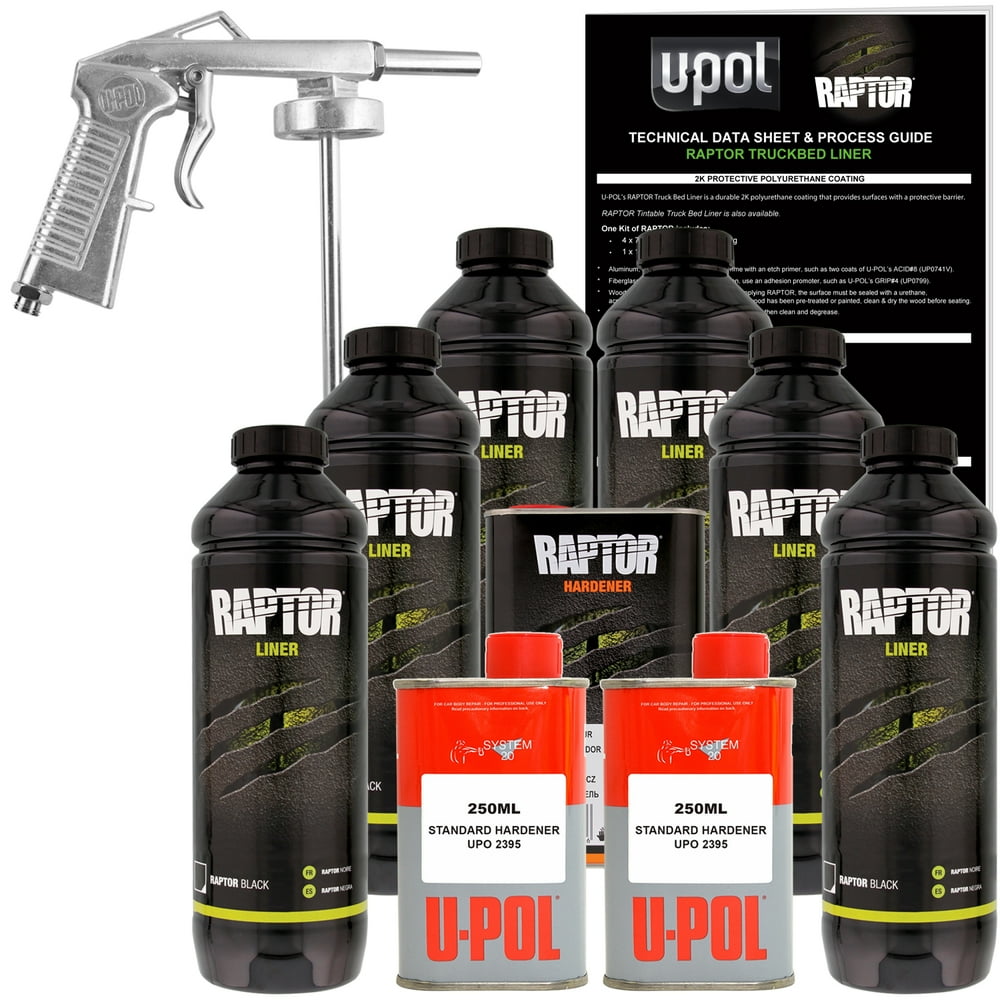 Raptor Black Urethane SprayOn Truck Bed Liner Spray Gun, 6 Liters