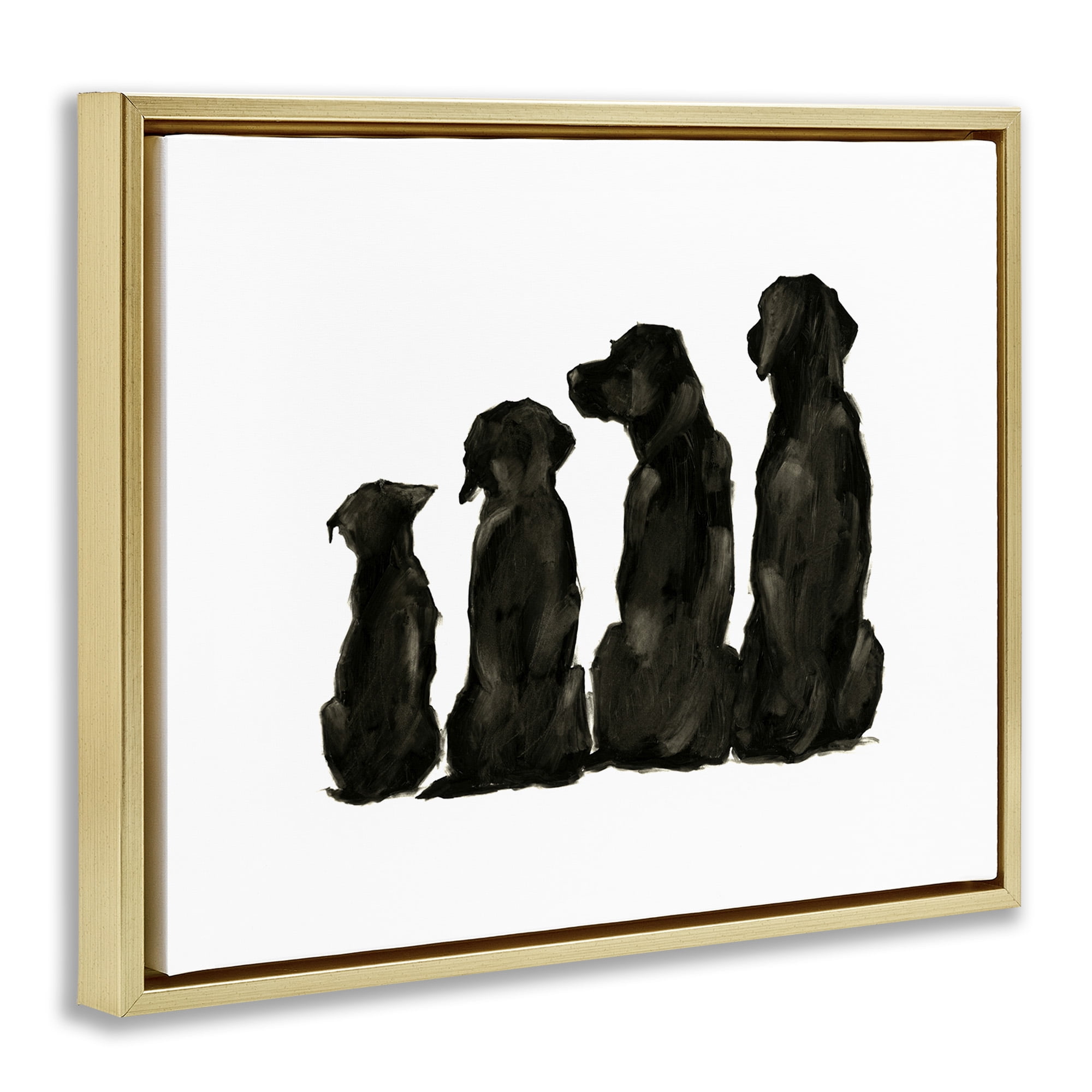 Stupell Industries Family Pet Silhouette Design Animals & Insects Painting Gold Floater Framed Canvas Art Print Wall Art, 31 x 25