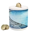 thumbnail image 1 of Abstract Piggy Bank, Psychedelic Twisted Tree Branches with Ornate Spiral Lines Graphic Style Print, Ceramic Coin Bank Money Box for Cash Saving, 3.6" X 3.2", Blue Black, by Ambesonne, 1 of 4