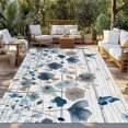 thumbnail image 2 of Watercolor Floral Outdoor Rug for Patio/Deck/Porch, Non-Slip Large Area Rug 5 x 7 Ft, Blue Flowers Butterflies Spring Wood Grain Indoor Outdoor Rugs Washable Area Rugs, Camping Rug Carpet Runner, 2 of 8