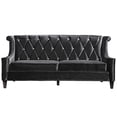 thumbnail image 2 of Saltoro Sherpi Fabric Sofa with Crystal Tufted Backrest and Sloped Rolled Arms, Black, 2 of 5