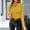 005 Yellow, variant on Women's Choker Neck Cutout Sweater With Button Solid Color Long Sleeve Tops Slim Fit Knitted Sweater Base Sweater