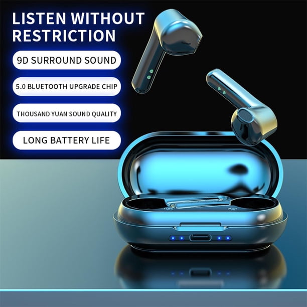 Auriculares inalámbricos, micrófono incorporado Control táctil Baja latencia Estuche de carga Auriculares impermeables, para Negro