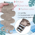thumbnail image 4 of MY-LADY 20PCS Wavy Curly Tape in 100% Real Human Hair Extensions Hairpiece Skin Weft Full Head 16inch #GREY, 4 of 9
