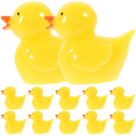 Miniature Yellow Duck Figures for Easter Decoration (12pcs)
