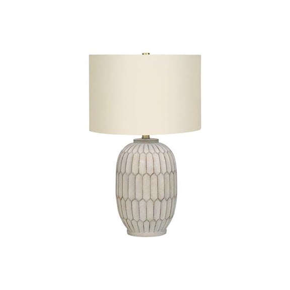24 in. Geometric Table Lamp with Cream Drum Shade, Cream