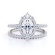 thumbnail image 4 of JeenMata Anillo de Bodas Vintage con Pavé de Diamantes Reales de Corte Ovalado y Halo Engastado en Oro Blanco de 10 K, 4 of 6