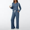 thumbnail image 3 of FAIWAD Womens 2 Piece Pajama Sets Ribbed Knit Outfits Long Sleeve Button Up Tops and Pants Pj Sleepwear, 3 of 9