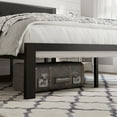 Amolife Queen Size Metal Platform Bed with Upholstered Button Tufted Headboard and 16 Strong