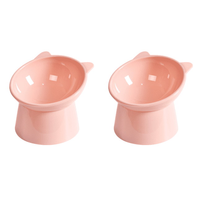 Comedero Inclinado para Gatos Plato Comida Ergonómico Cara Plana () Rosa