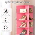 thumbnail image 6 of Ktaxon 7-Tier Rotating Shoe Rack Tower,  Free Standing 360° Revolving  Organizer, 28 Pairs of Shoes/ Bag, Pink, 6 of 17