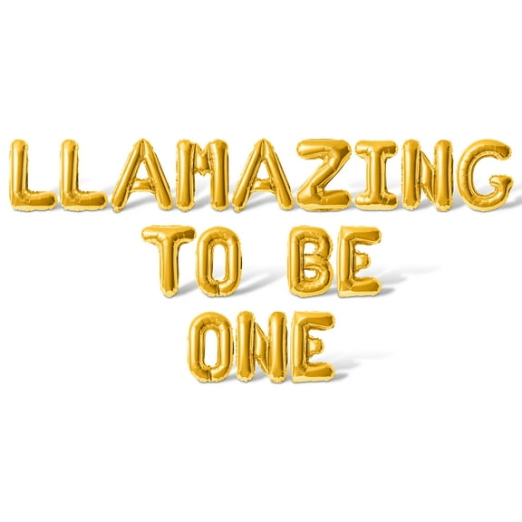 Letter Balloons - LLAMAZING TO BE ONE 16" Inch Alphabet Letters Foil Mylar Balloon 1st Birthday Party Banner (Gold)